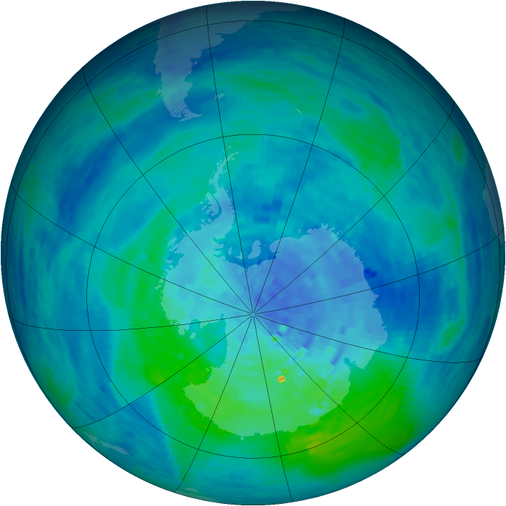 Antarctic ozone map for 11 March 1994